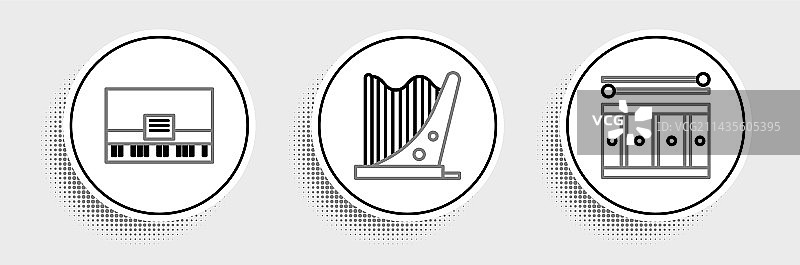 鼓与鼓槌钢琴和竖琴图片素材