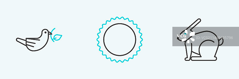 复活节兔子与橄榄枝和平鸽图案图片素材