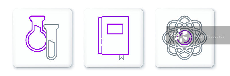 原子试管烧瓶书籍线条设计图片素材