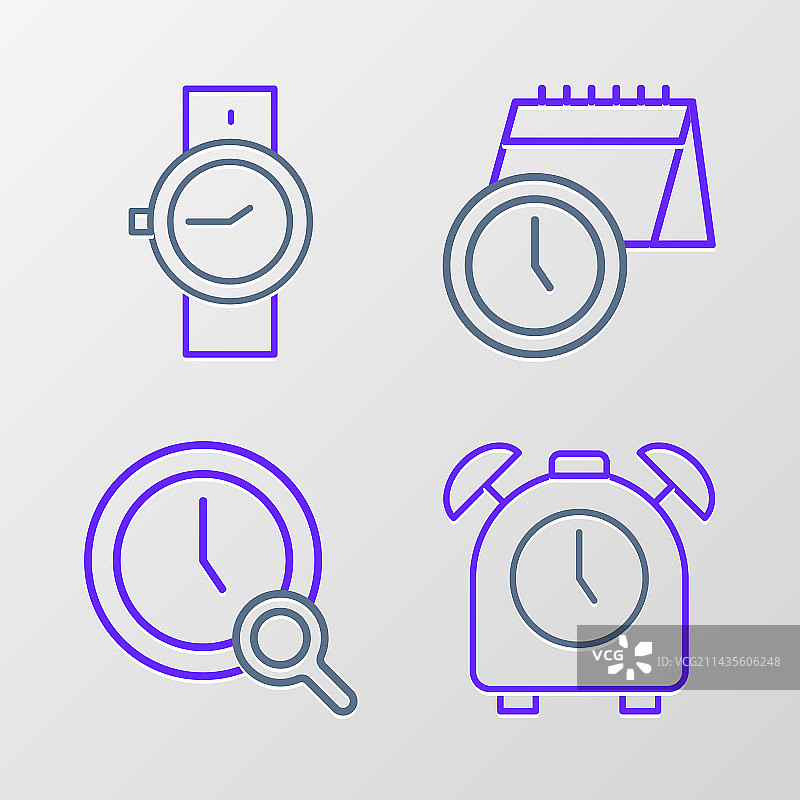 闹钟放大镜线条组合图片素材