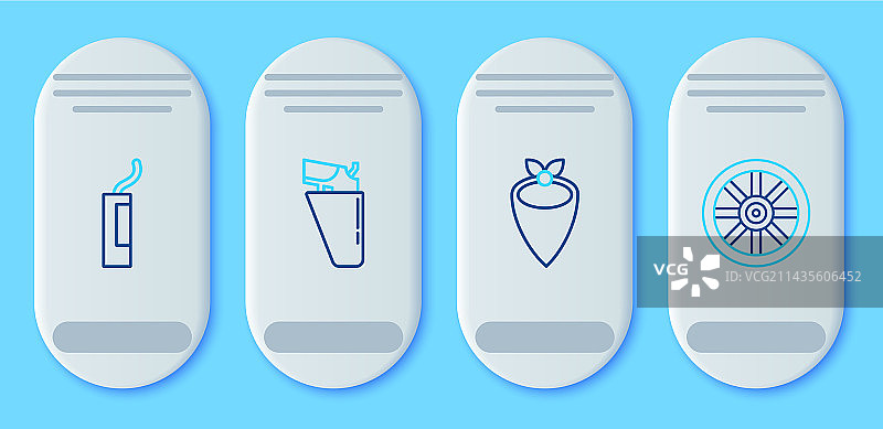 枪套中的左轮手枪与牛仔头巾相关线条图标合集图片素材