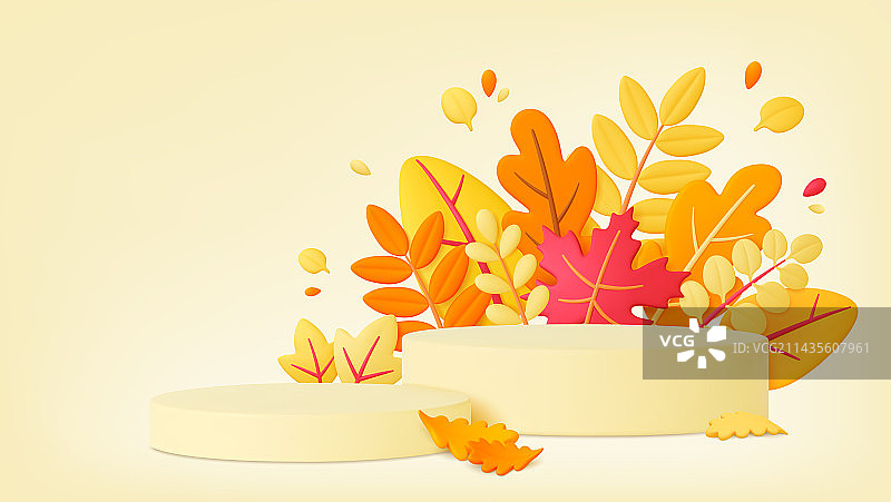 秋季3D空讲台背景图片素材