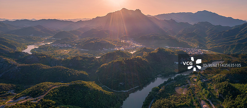 缙云仙都景区好溪航拍图片素材