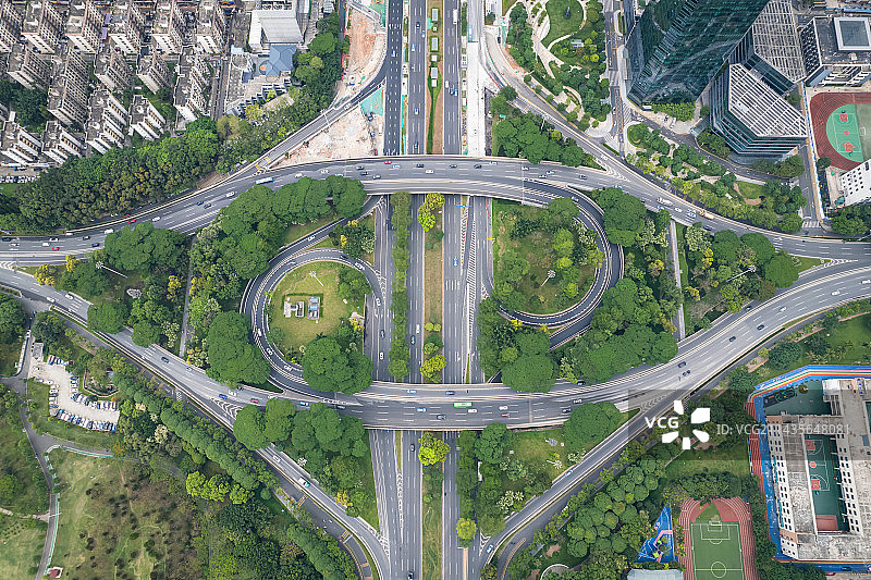 深圳福田区深南皇岗立交航拍图片素材