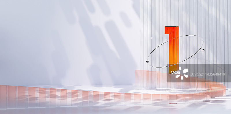 3D橙色立体数字倒计时背景插画图片素材