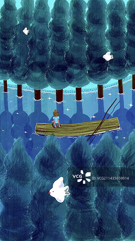 夏夜——节气插画图片素材