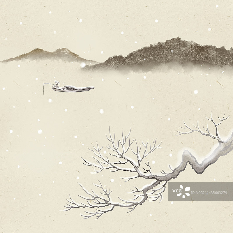 雪天垂钓图片素材