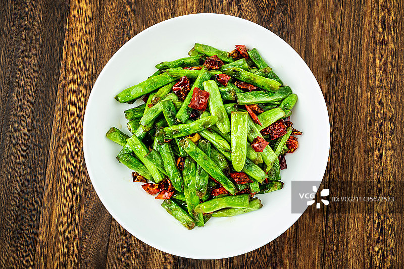 中餐家常菜干煸四季豆图片素材