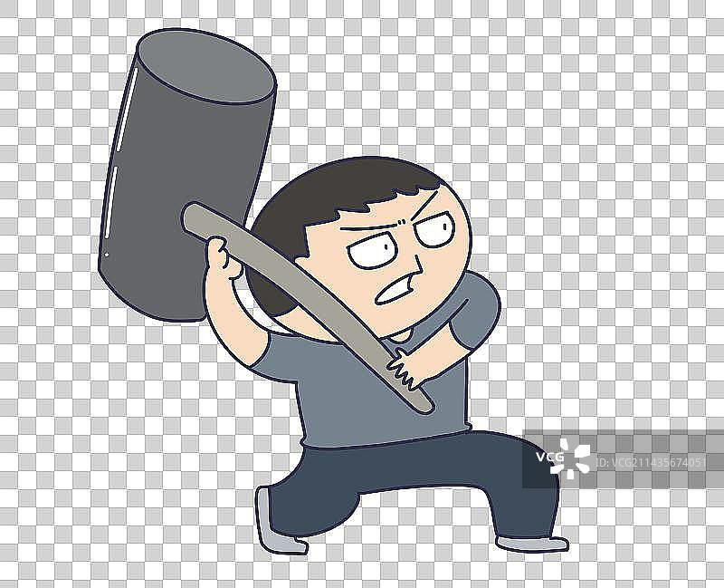 元素：大锤砸墙的工人图片素材