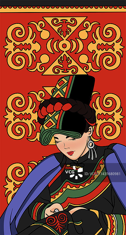 小凉山彝族民俗刺绣图片素材