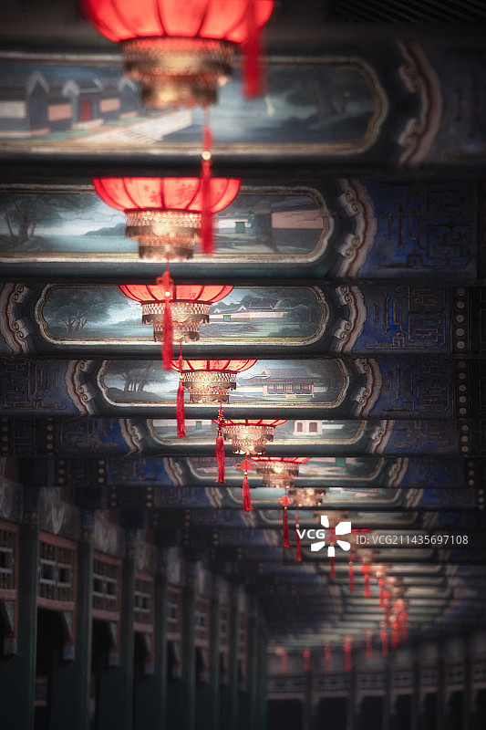 长廊宫灯图片素材