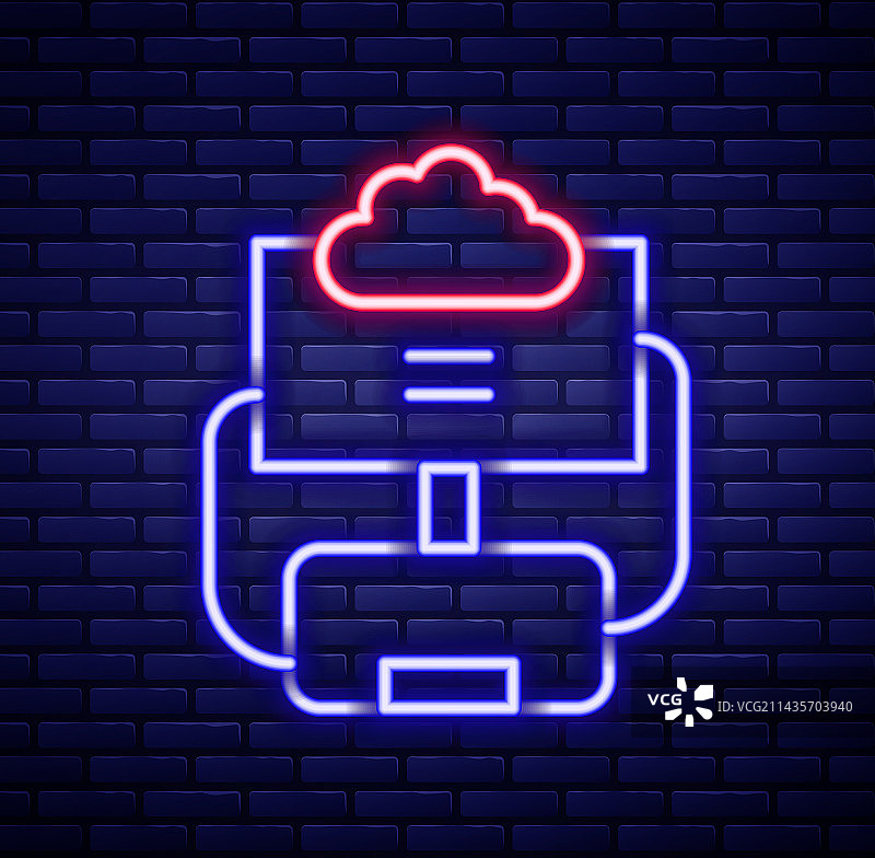 发光的霓虹灯云数据库图标图片素材