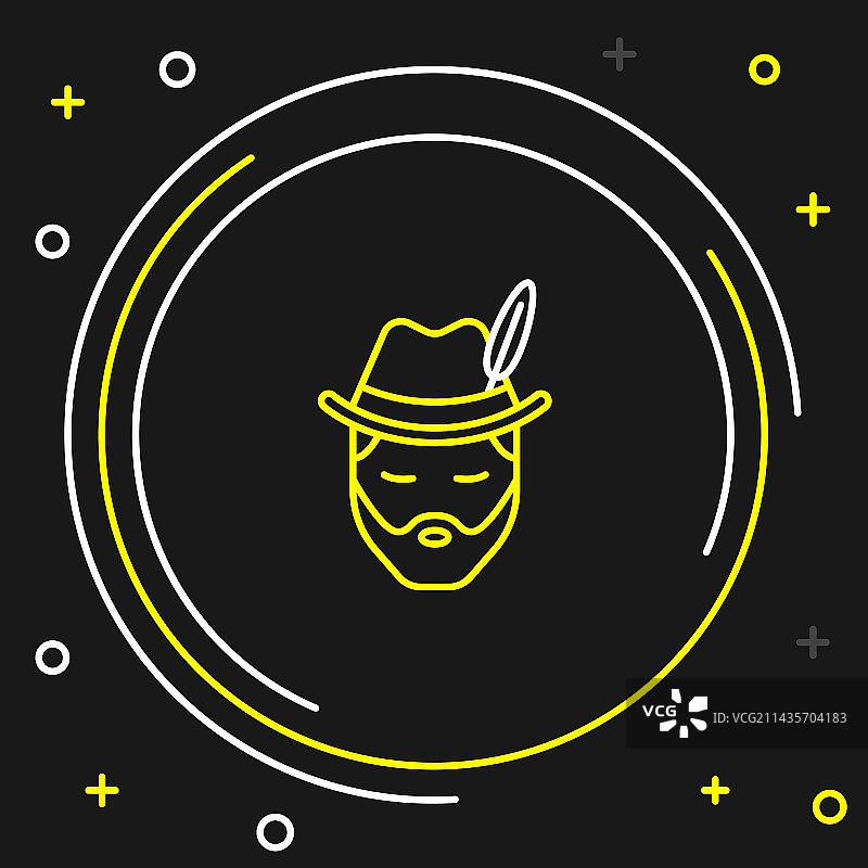 穿着德国啤酒节服装的线条男人图标图片素材