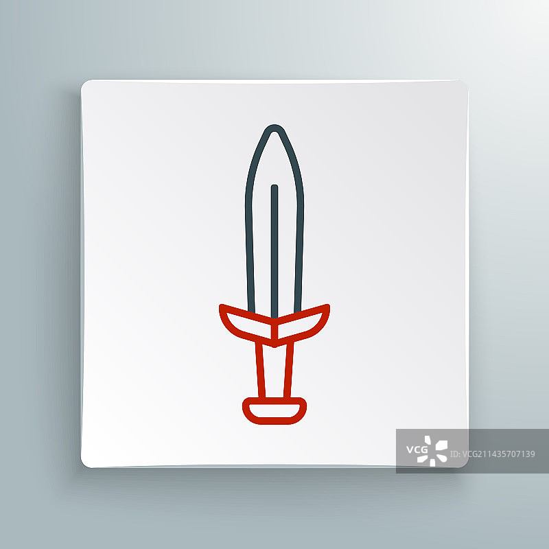 白色背景上的线性中世纪剑图标图片素材