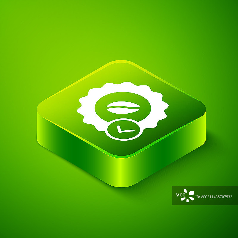 2.5D绿色背景咖啡图标奖章图片素材
