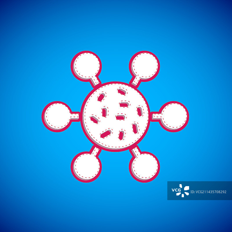蓝色背景上的白色细菌图标图片素材