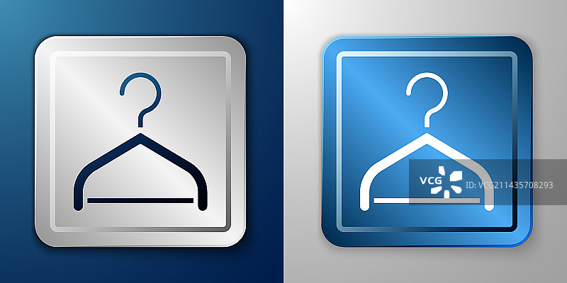 蓝色背景上的白色衣架图标图片素材