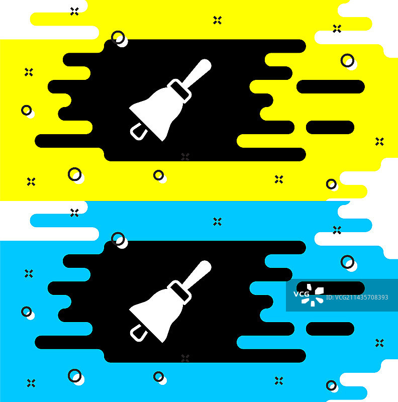 黑色背景上的白色响铃图标图片素材