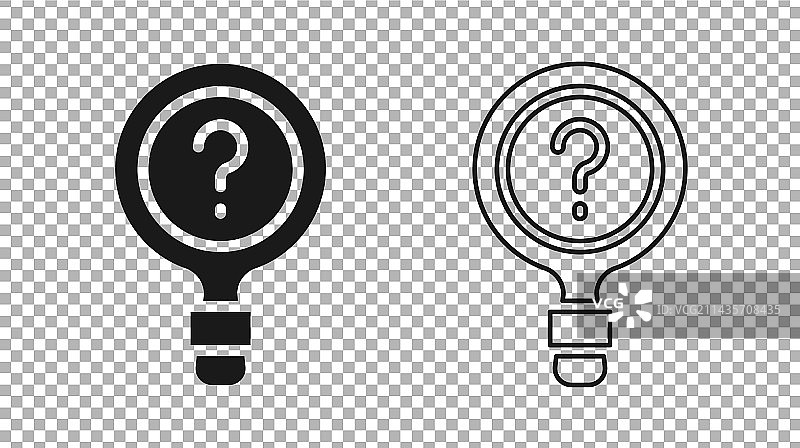 透明背景上的黑色未知搜索图标图片素材