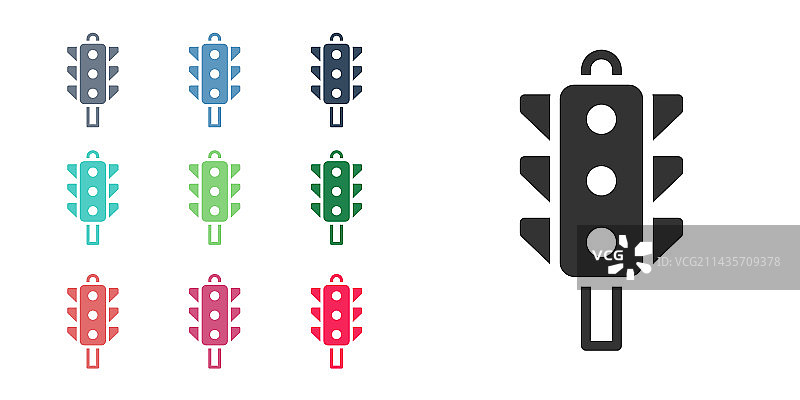 白色背景上的黑色交通灯图标图片素材
