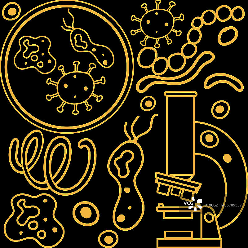 病毒和细菌图标无缝图案图片素材