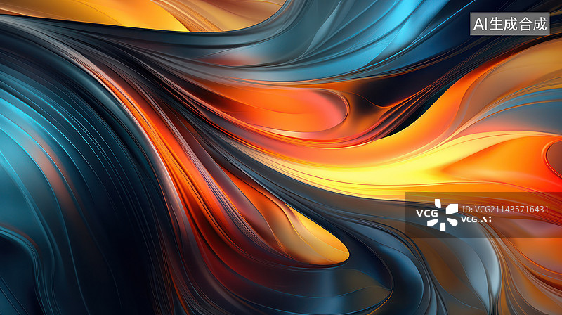 【AI数字艺术】舞动的3D色彩线条图片素材