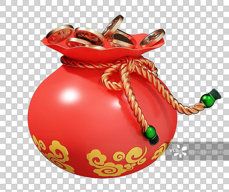 红色福袋渲染3D模型免抠图图片素材