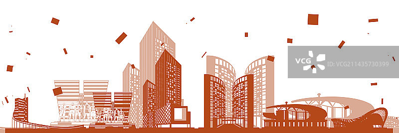 合肥城市建筑地标剪影插画图片素材