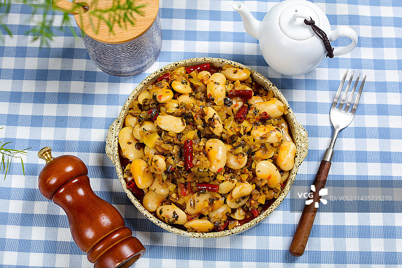 美味特色菜小炒酸菜白芸豆图片素材