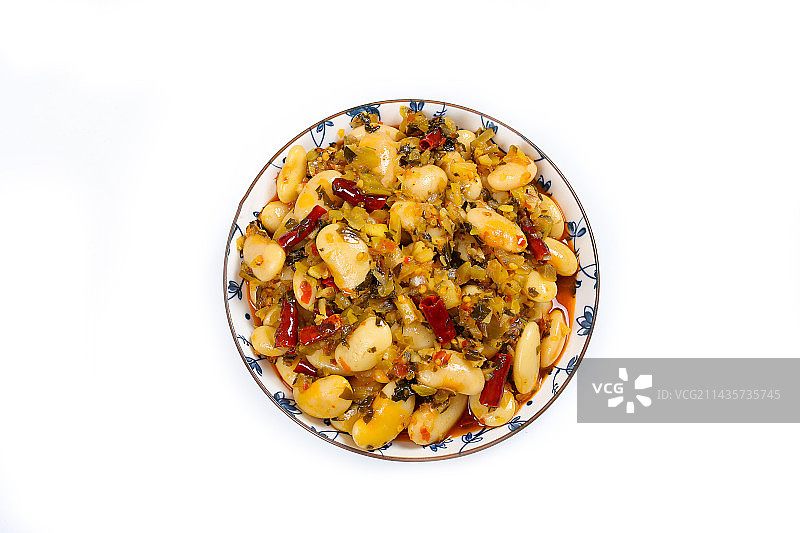 酸辣爽口特色菜酸菜炒白芸豆图片素材