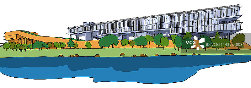 插画：东莞松山湖生产力大厦图片素材