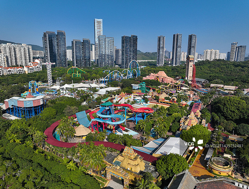 广东省深圳市南山区华侨城欢乐谷航拍图片素材