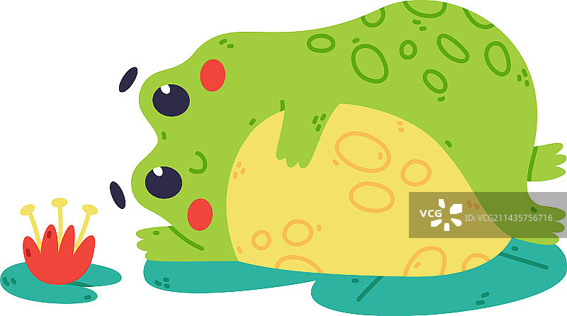 可爱的绿色青蛙卡通形象图片素材