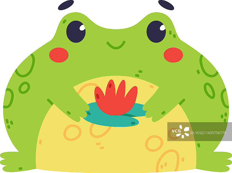 可爱的绿色青蛙或蟾蜍卡通形象图片素材