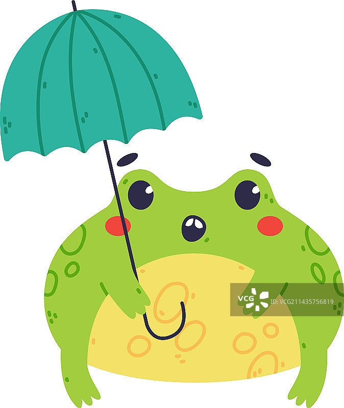 可爱的绿色青蛙或蟾蜍角色图片素材