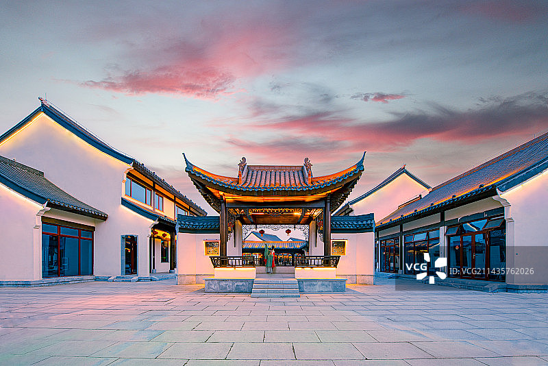 南阳月季大观园水街夜色图片素材