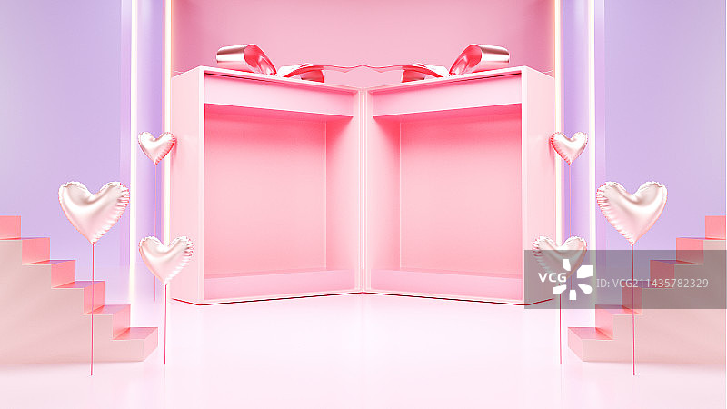 梦幻浪漫粉色场景产品展台创意图图片素材