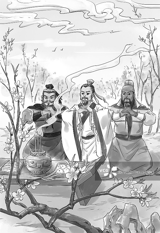 四大名著之《三国演义》刘备关羽张飞桃园三结义图片素材