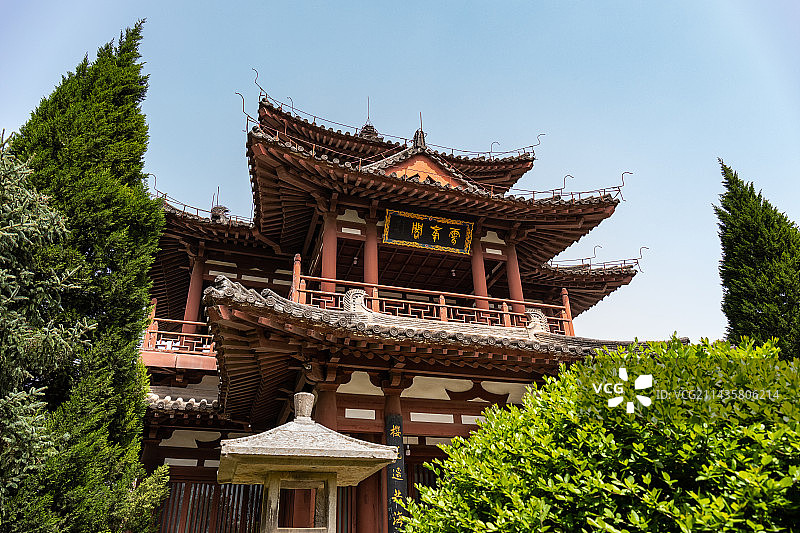 西安青龙寺遗址空海纪念馆的古建筑云峰阁图片素材