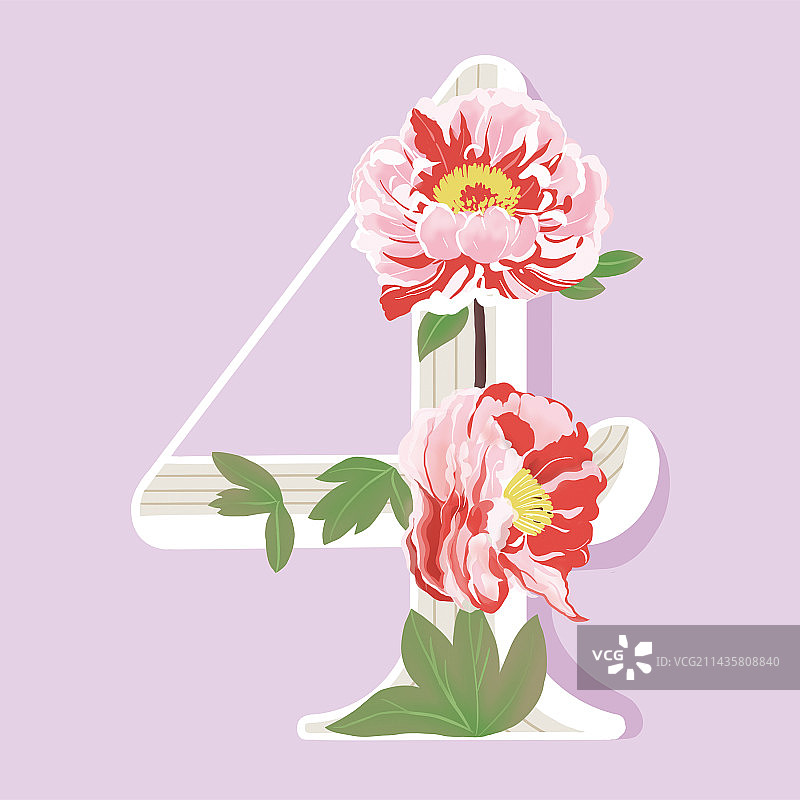 十二姐妹花数字4图片素材