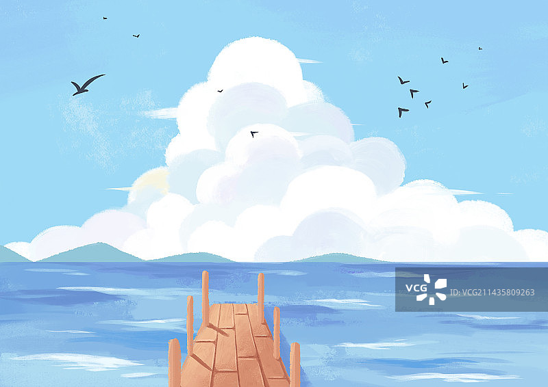 大海和天空和云图片素材