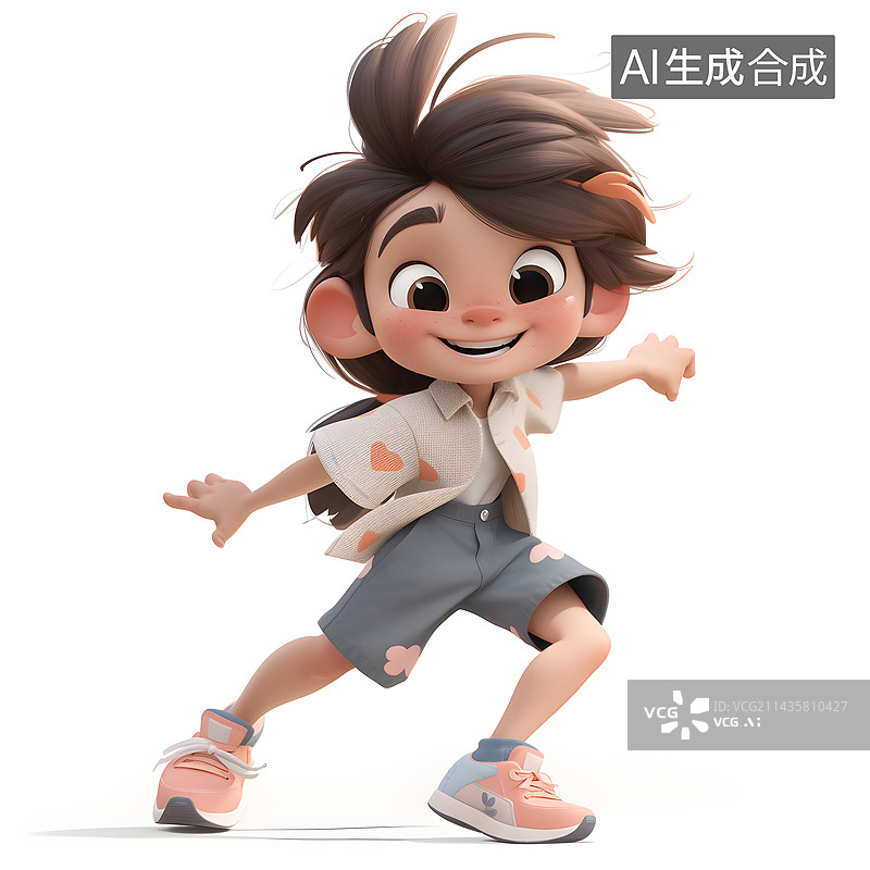 【AI数字艺术】白色背景开心快乐的女孩图片素材