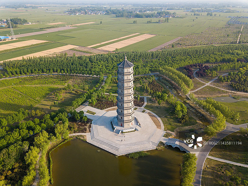 河南省濮阳清丰县中华孝道文化园感恩塔航拍图片素材