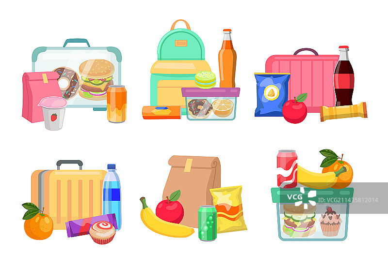 卡通午餐盒套装图片素材