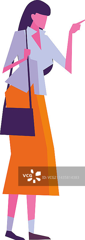 站立的，拿着手提包的女人图片素材