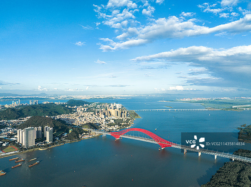 航拍广州南沙明珠湾大桥图片素材