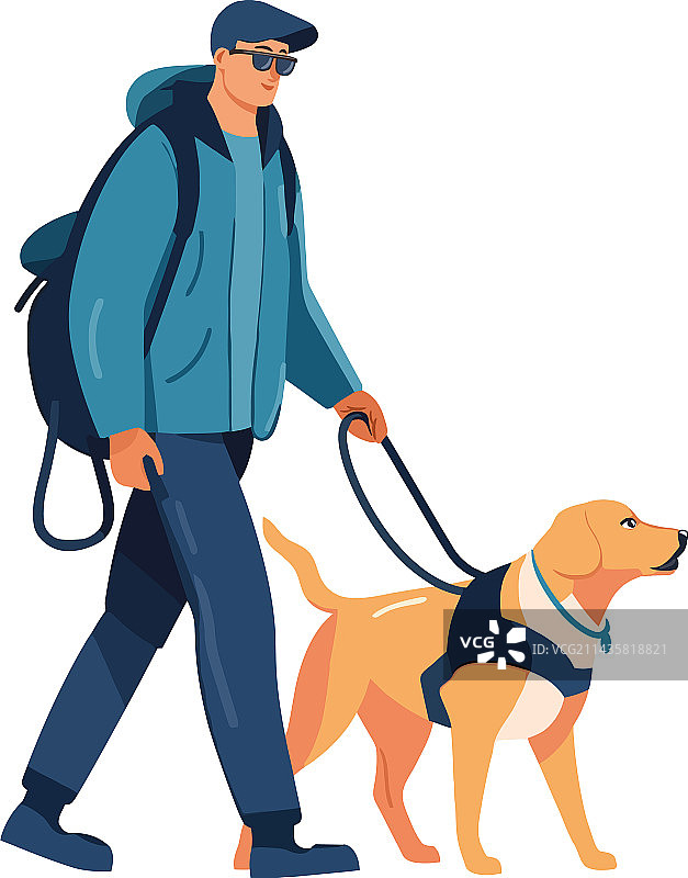 男人们带着可爱的寻回犬幼犬散步图片素材