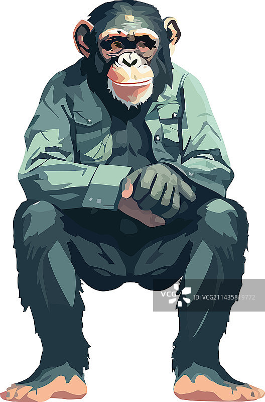 穿着夹克的猴子吉祥物图片素材