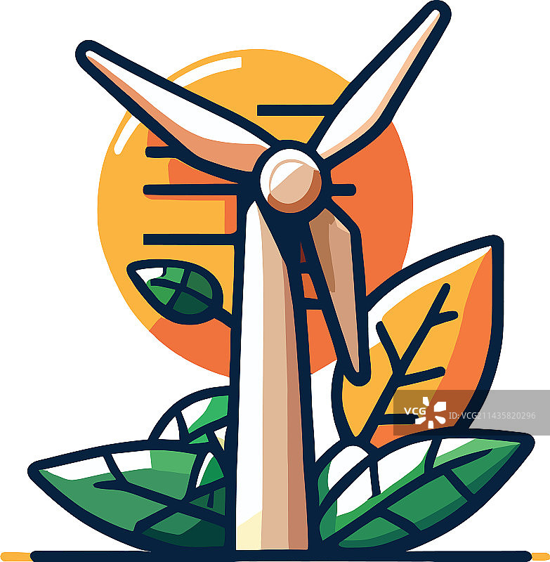 风车与树叶图片素材