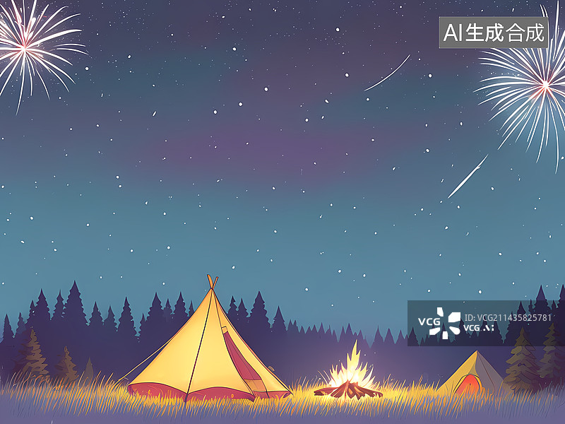 【AI数字艺术】在星空下露营图片素材